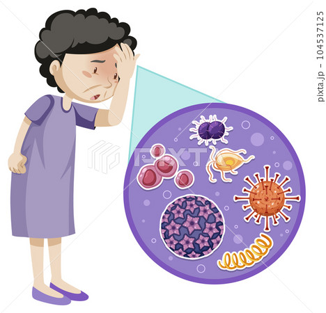 Old woman suffering from headache 104537125