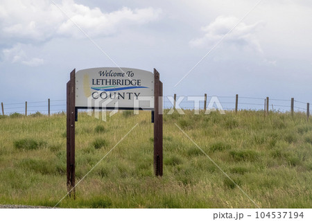 Lethbridge, Alberta, Canada. Jun 19, 2023. A Welcome to Lethbridge county sign. 104537194