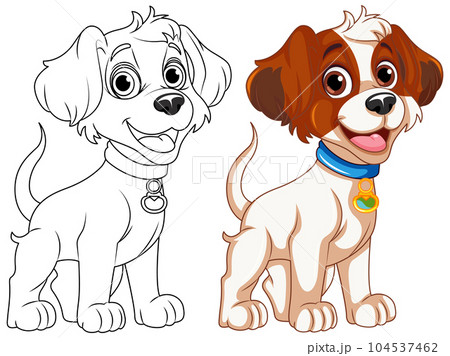 Coloring page outline of cute dog Coloring page outline of cute dog 104537462
