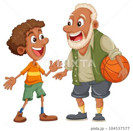 Afro African father and son playing basketball 104537577