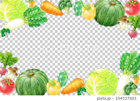 Frame illustrations of various kinds of vegetables, postcard size Frame illustrations of various kinds of vegetables, postcard size 104537883