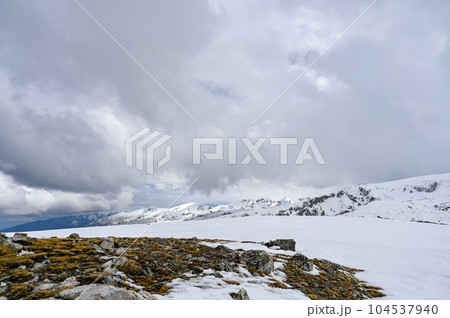 Mountain view in winter near the Rila Lakes in Bulgaria. 104537940