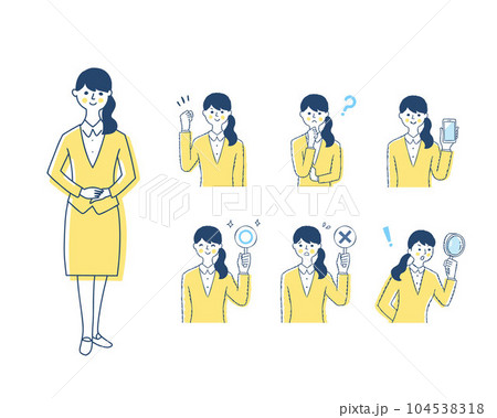 案内係の女性の表情_h20　バリエーションセット 104538318