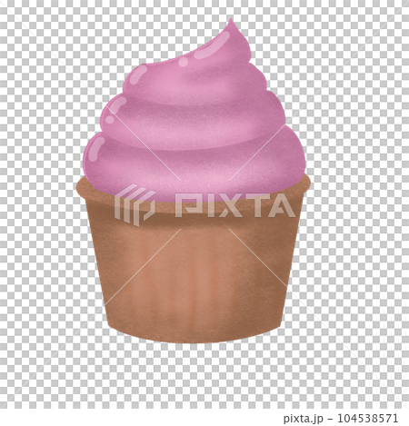 A pink cream cupcake, element illustration, PNG. A pink cream cupcake, element illustration, PNG. 104538571