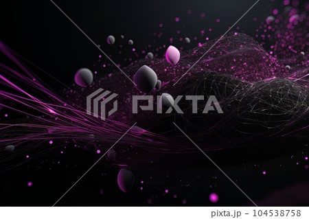 Abstract black 3D background with futuristic purple balls AI Abstract black 3D background with futuristic purple balls AI 104538758