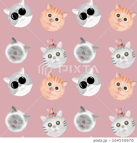 Seamless cats pattern, background illustration, JPG. Seamless cats pattern, background illustration, JPG. 104538970