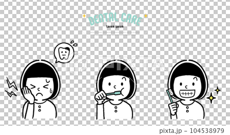 Vector illustration material: girl brushing teeth to prevent tooth decay Vector illustration material: girl brushing teeth to prevent tooth decay 104538979