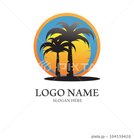 Palm tree summer logo template 104539428
