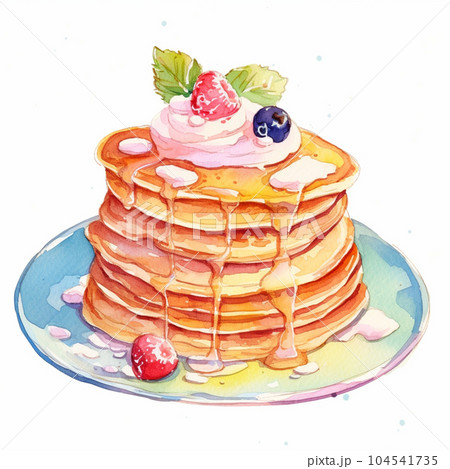 豪華なホットケーキの水彩画 AI画像のイラスト素材 [104541735] - PIXTA