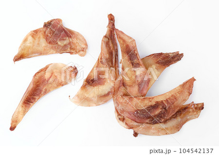 Dried cartilage for dogs isolated on white background Dried cartilage for dogs isolated on white background 104542137