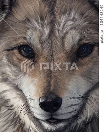 AIイラスト「狼顔ドアップ」 104542249