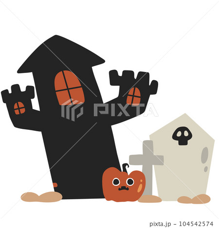 Halloween fullmoon pumpkin ghost cute horror graphic illustration 104542574