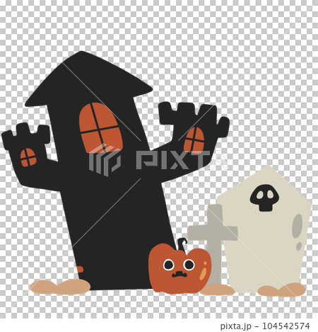 Halloween fullmoon pumpkin ghost cute horror graphic illustration 104542574