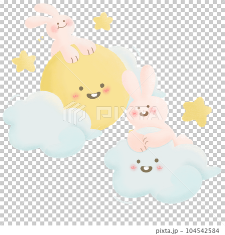 Rabbit cloud sky dream watercolour cute illustration Rabbit cloud sky dream watercolour cute illustration 104542584