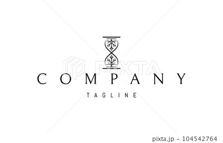 Vector logo on which an abstract image of an hourglass with a tree inside. Vector logo on which an abstract image of an hourglass with a tree inside. 104542764