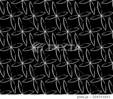 Flower geometric pattern. Seamless vector background. Black and white ornament Flower geometric pattern. Seamless vector background. Black and white ornament 104543083