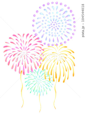 手描き風打ち上げ花火_背景透過 手描き風打ち上げ花火_背景透過 104544018