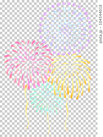 手描き風打ち上げ花火_背景透過 手描き風打ち上げ花火_背景透過 104544018