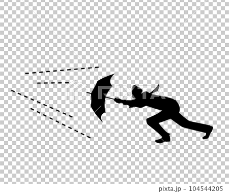苞風雨に立ち向かう男性のシルエットイラスト 104544205
