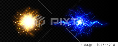 Realistic set of lightning bolts 104544218