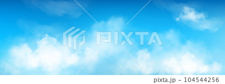 3d realistic sky background with fluffy cloudのイラスト素材 [104544256] - PIXTA