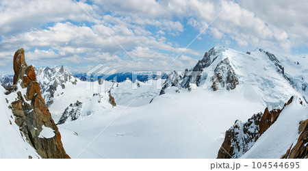 Mont Blanc mountain massif view from Aiguille du Midi Mount 104544695