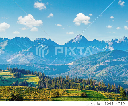 Summer mountain village panorama (Poland) Summer mountain village panorama (Poland) 104544759