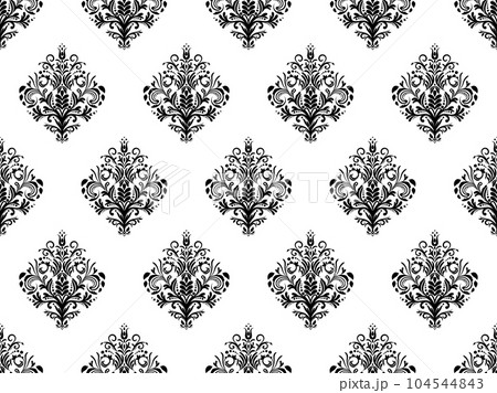 Damask seamless pattern. Black flowers Luxury Royal Wallpaper. Floral Background. Damask seamless pattern. Black flowers Luxury Royal Wallpaper. Floral Background. 104544843