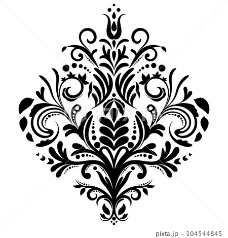 Vintage damask baroque ornament with floral retro antique style. Isolated element for wedding decoration. Vintage damask baroque ornament with floral retro antique style. Isolated element for wedding decoration. 104544845
