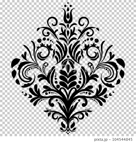 Vintage damask baroque ornament with floral retro antique style. Isolated element for wedding decoration. Vintage damask baroque ornament with floral retro antique style. Isolated element for wedding decoration. 104544845
