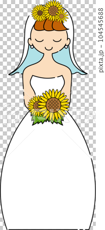 Summer bride with a bouquet of sunflowers 104545688