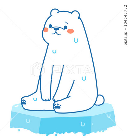 暑くて困っているシロクマ　イラスト素材 104545752