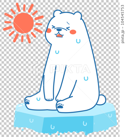 地球温暖化　困るシロクマ　イラスト素材 104545753