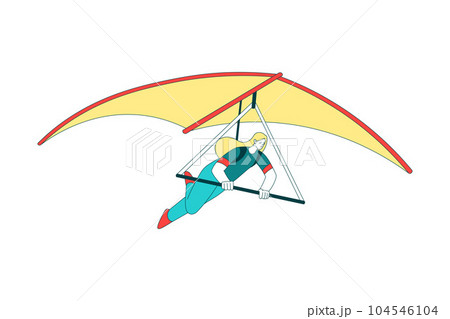 Air Sport with Woman Character Hang Gliding Vector Illustration 104546104