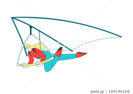 Air Sport with Woman Character Hang Gliding Vector Illustration 104546109