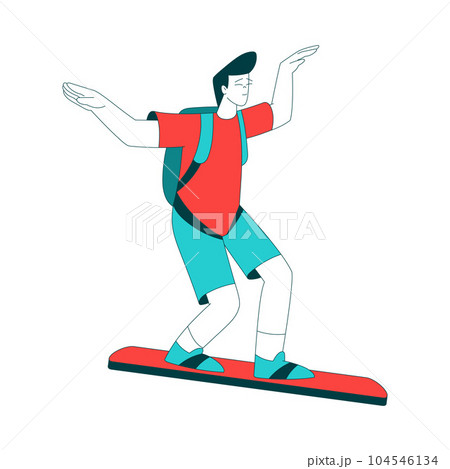 Air Sport with Man Character Sky Surfing on Board Perform Aerobatics During Freefall Vector Illustration 104546134