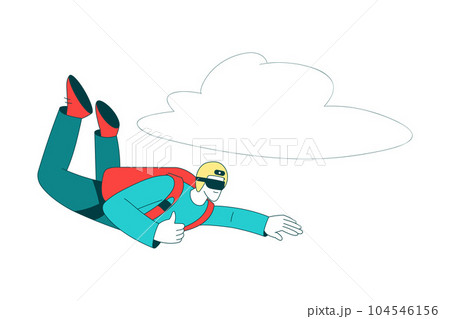 Air Sport with Man Character Free-falling While Parachuting and Skydiving Vector Illustration 104546156