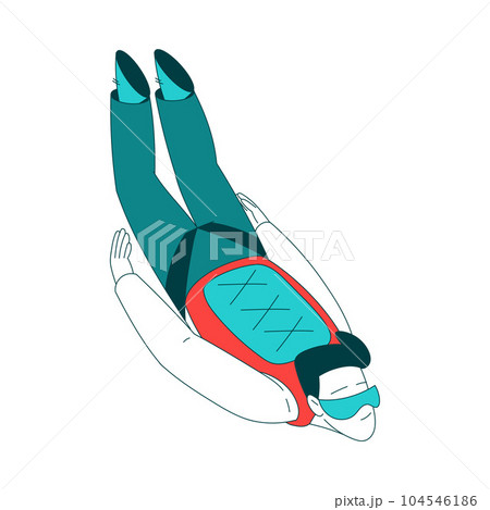 Air Sport with Man Character Free-falling While Parachuting and Skydiving Vector Illustration 104546186