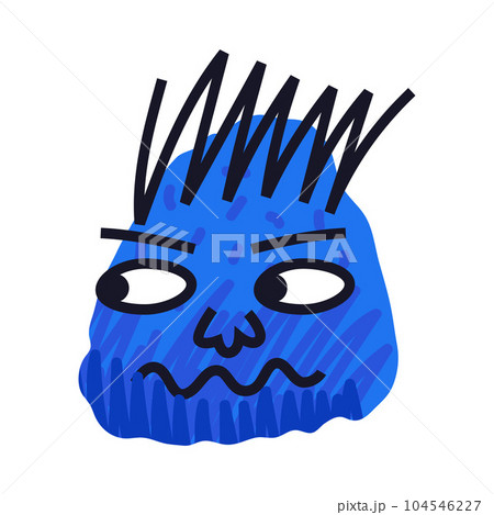 Abstract Comic Blue Face Show Emotion of Suspicion Vector Illustration Abstract Comic Blue Face Show Emotion of Suspicion Vector Illustration 104546227