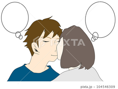 キスする恋人のかわいいイラスト素材(1) 104546309