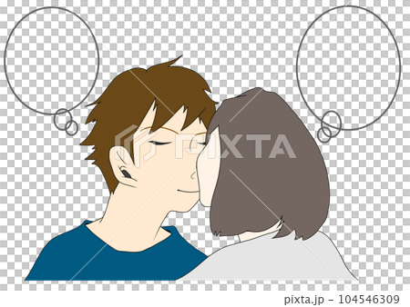 キスする恋人のかわいいイラスト素材(1) 104546309
