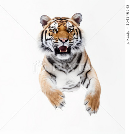 Siberian jumping tiger isolated 104546348