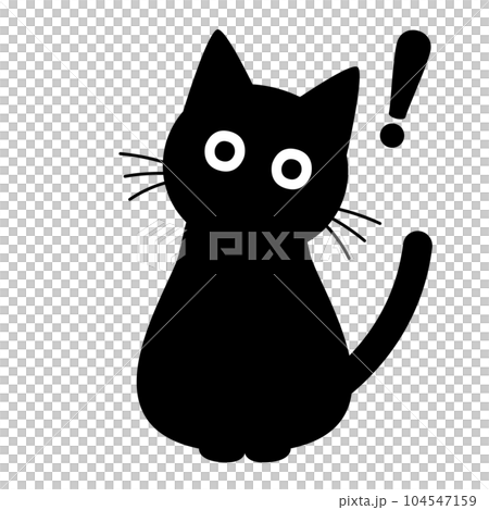 猫が驚いているシルエットイラストのイラスト素材 [104547159] - PIXTA