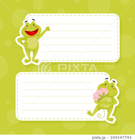 Empty Card with Cute Green Leaping Frog Character Vector Template Empty Card with Cute Green Leaping Frog Character Vector Template 104547793