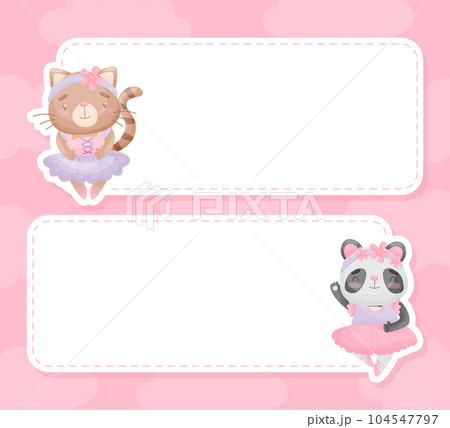 Notepad Page with Cute Animal Ballerina in Tutu Skirt and Pointe Shoes Vector Template Notepad Page with Cute Animal Ballerina in Tutu Skirt and Pointe Shoes Vector Template 104547797