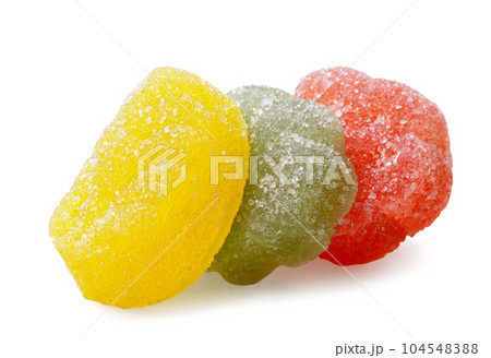 Marmalade jelly candy close-up on a white background. Marmalade jelly candy close-up on a white background. 104548388