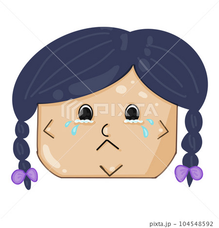 A crying pigtail girl, character illustration, PNG. 104548592