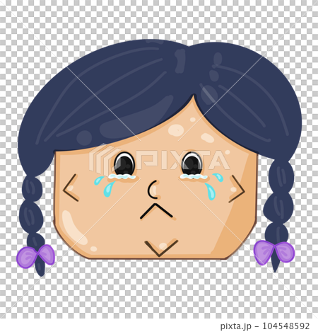 A crying pigtail girl, character illustration, PNG. 104548592
