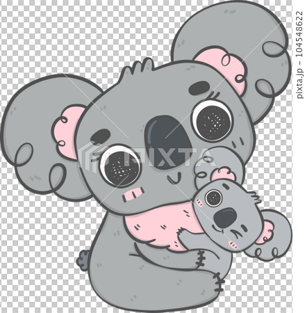 Sweet Mother's Day Koala Hug . Adorable Cartoon Hand Drawing Illustrating Love and Affection Between Mother and Baby Koala Sweet Mother's Day Koala Hug . Adorable Cartoon Hand Drawing Illustrating Love and Affection Between Mother and Baby Koala 104548622