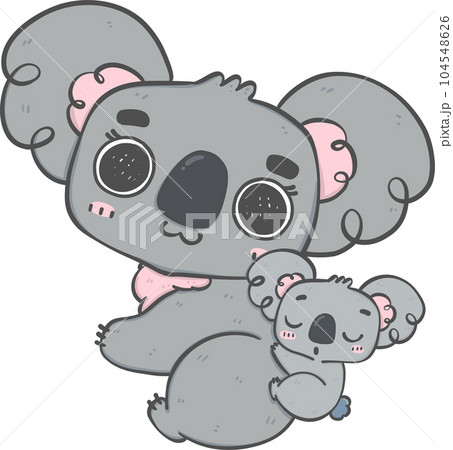 Sweet Mother's Day Koala Hug . Adorable Cartoon Hand Drawing Illustrating Love and Affection Between Mother and Baby Koala Sweet Mother's Day Koala Hug . Adorable Cartoon Hand Drawing Illustrating Love and Affection Between Mother and Baby Koala 104548626